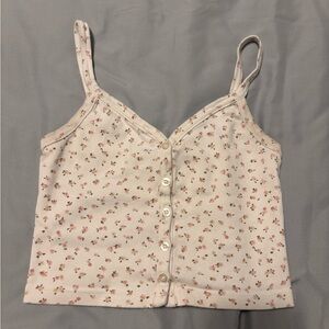 Brandy Melville Pink Floral Button-Front Cami